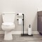 4-Roll Industrial Toilet Paper Holder Stand with Iron Pipe & Wooden Base Rustic Bathroom Organizer for 5 Rolls, Farmhouse Decor, Easy No-Drill Installation